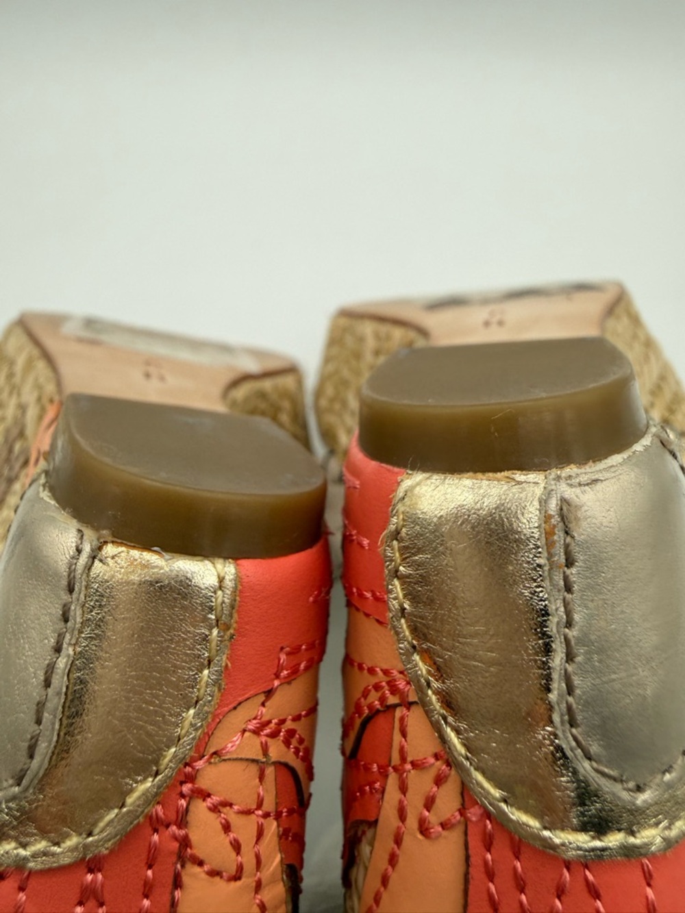 Coach Justeen Wedge Sandals Beige Leather Floral Platform Espadrille Heels - Picture 12 of 17